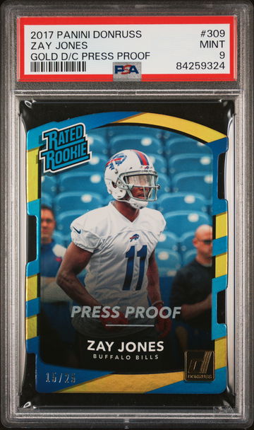 2017 Panini Donruss Gold D/C Press Proof Zay Jones #309 RC /25 PSA 9