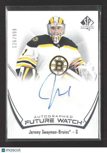 2022 Upper Deck SP Authentic Future Watch Jeremy Swayman #103 126/999 Auto