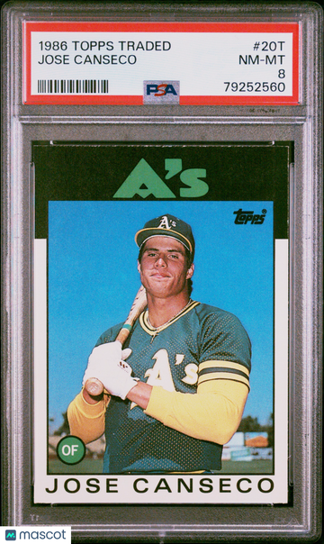 1986 Topps Traded Jose Canseco #20T PSA 8
