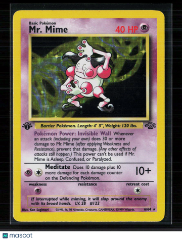 1999 Jungle MR. Mime Holo Rare 1st Edition #6/64