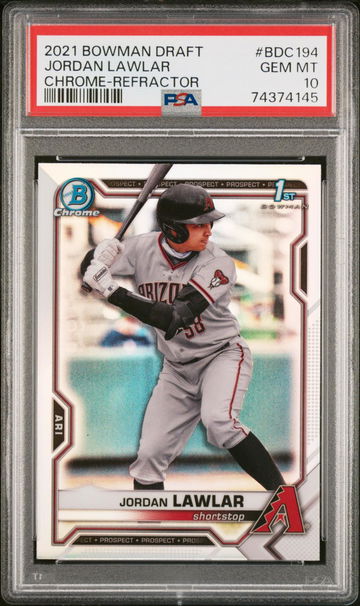 2021 Bowman Draft Jordan Lawlar #BDC194 CHROME-REFRACTOR PSA 10