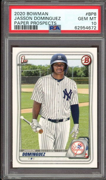 2020 BOWMAN PAPER PROSPECTS #BP8 Jasson Dominguez PSA 10