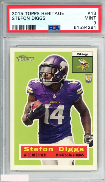 2015 TOPPS HERITAGE STEFON DIGGS #13 ROOKIE RC MINNESOTA VIKINGS PSA 9 MINT