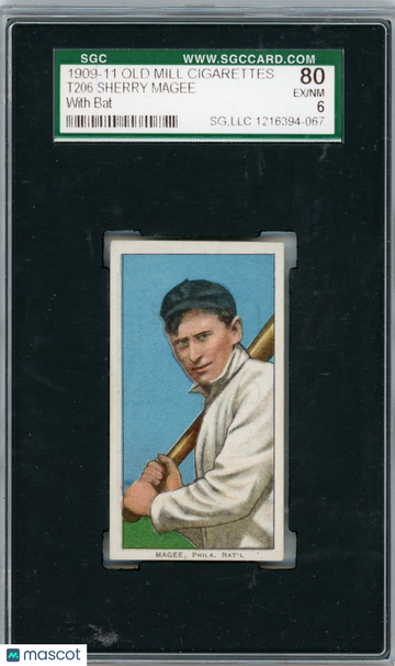 1909 Old Mill Cigarettes (T206) Sherry Magee With Bat SGC 6