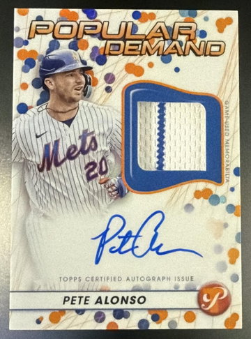 2023 Topps Pristine Pete Alonso Game-Used Patch Auto "Popular Demand" /25