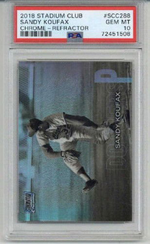 2018 TOPPS STADIUM CLUB CHROME REFRACTOR SANDY KOUFAX DODGERS PSA 10 LOW POP