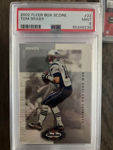2002 Fleer Box Score Tom Brady PSA 9