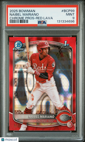 2025 Bowman Chrome Prospects Naibel Mariano #BCP99 Red Lava /5 PSA 9