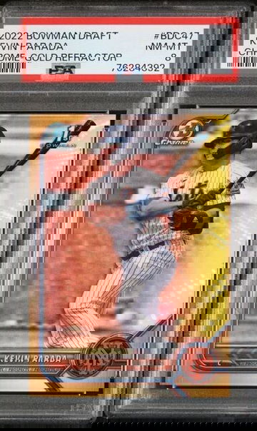 2022 Bowman Chrome Draft Kevin Parada 1st Prospect Gold Refractor #'d /50 PSA 8