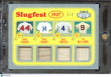 2025 Leaf Lumber Slugfest Hank Aaron Ernie Banks Ted Williams Duke Snider #S-1 /2 Game-used bats