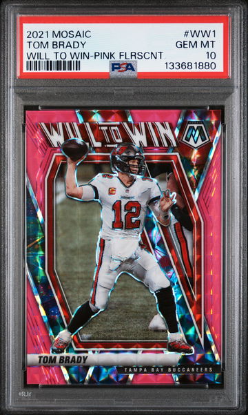 2021 Panini Mosaic Will To Win Pink Fluorescent Tom Brady #WW1 /10 PSA 10