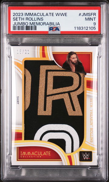 2023 Immaculate #JM-SFR Seth Rollins Jumbo Memorabilia /21 PSA 9