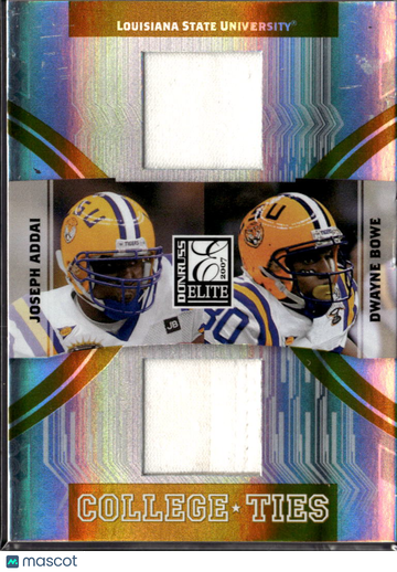 Joseph Addai Dwayne Bowe 2007 Donruss Elite College Ties Dual Jersey Memorabilia /250 LSU Tigers