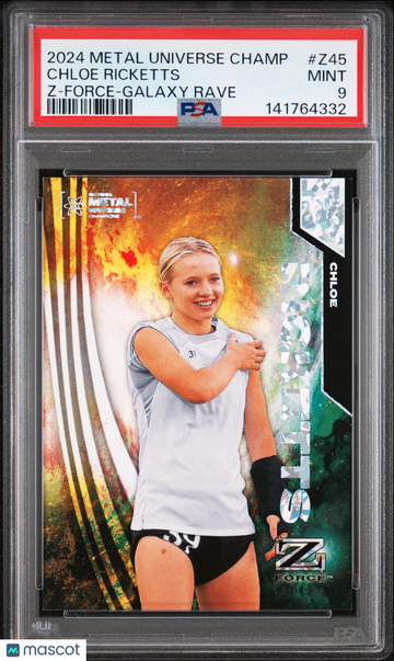 2024 Skybox Metal Universe Champions Z-Force Chloe Ricketts #Z45 Galaxy Rave /25 PSA 9