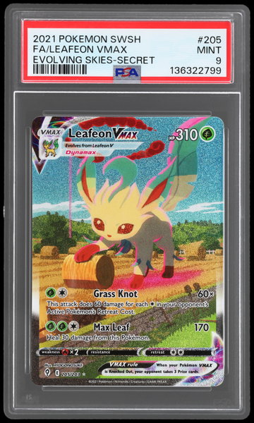 2021 Pokemon Sword And Shield Evolving Skies Leafeon Vmax Secret Rare PSA 9