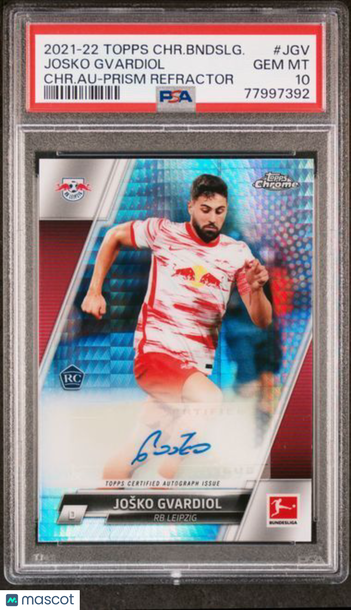 2021 Topps Chrome Bundesliga Chrome Autographs Josko Gvardiol #JGV CHR. Au Prism Refractor PSA 10