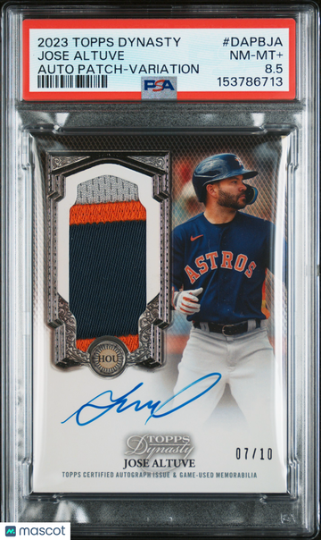 2023 Topps Dynasty Autographed Patch Jose Altuve #DAPBJA Variation /10 PSA 8.5 Topps