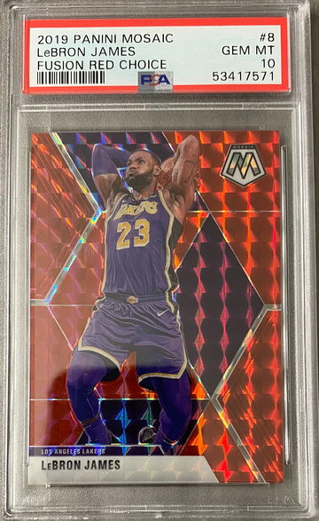 2019 mosaic lebron James fusion red choice 59/88 psa 10 pop 11