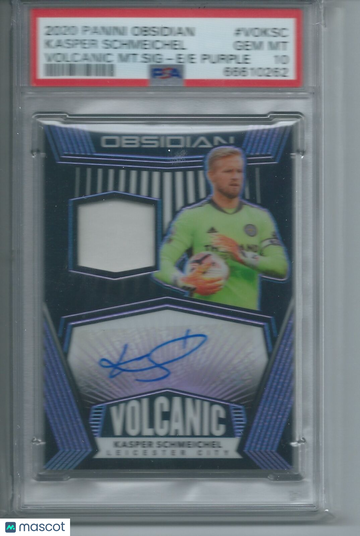 2020 Panini Obsidian Volcanic Material Signatures Kasper Schmeichel #VOKSC MT. SIG Purple PSA 10