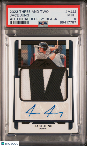 2023 Panini Three And Two Autographed Jerseys Jace Jung #AJJJ Jsy Black PSA 9