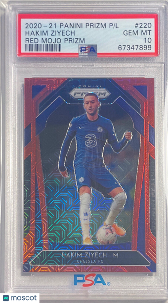 2020 Panini Prizm Premier League Hakim Ziyech #220 Red Mojo PSA 10
