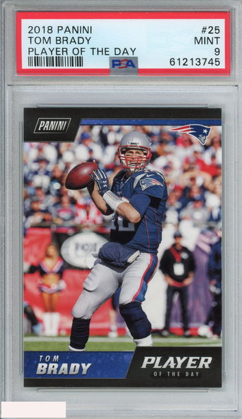 2018 PANINI PLAYER OF THE DAY TOM BRADY #25 NEW ENGLAND PATRIOTS PSA 9 MINT