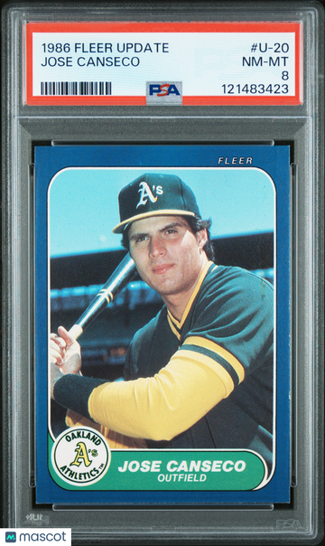 1986 Fleer Update Jose Canseco #U-20 PSA 8