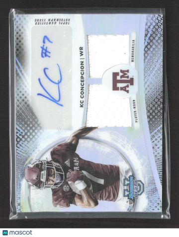2025 Topps Bowman University's Best KC Concepcion #DRA-KC Refractor Player-Worn Memorabilia Dual Relic