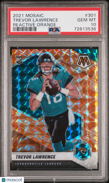 2021 Panini Mosaic Trevor Lawrence #301 Reactive Orange Rookie PSA 10