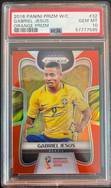 Gabriel Jesus 2018 World Cup Prizm Orange /65 PSA 10