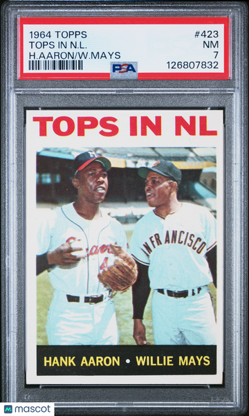 1964 Topps Tops In N. L. #423 H. Aaron W. Mays PSA 7