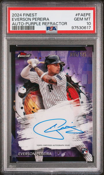 2024 Topps Finest Finest Autographs Auto-Purple Refractor Everson Pereira #FAEPE /125 PSA 10