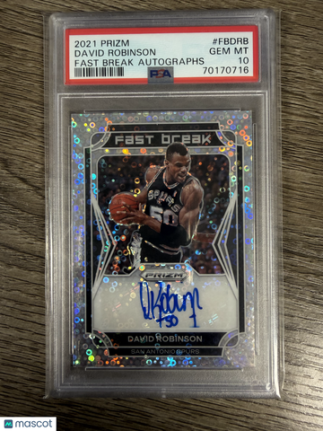 2021 Panini Prizm Fast Break Autographs David Robinson #FBDRB PSA 10