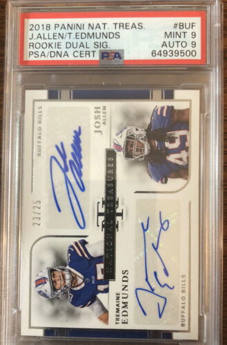 2018 Panini Nat. Treasures Josh Allen / Tremaine Edmunds #BUF  PSA 9 Card & Auto
