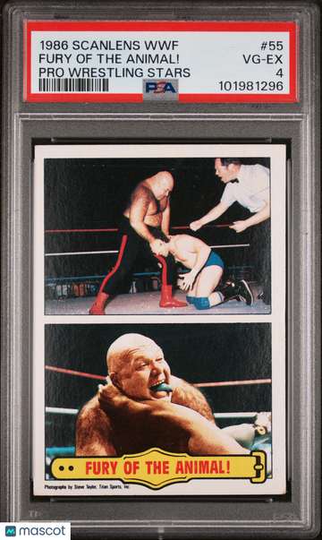 1986 Scanlens WWF Pro Wrestling Stars Fury Of The Animal! #55 PSA 4