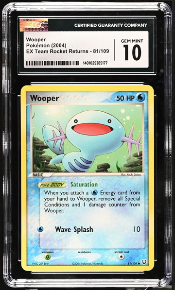 2004 Pokemon #81/109 Wooper EX Team Rocket Returns CGC 10