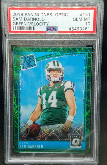 Sam Darnold 2018 Panini Donruss Optic Green Velocity Graded PSA Gem Mint 10 Card # 151