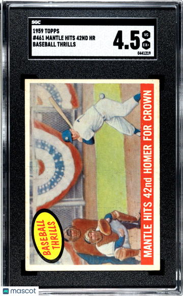 1959 Topps Mantle Hits 42nd HR #461 Baseball Thrills SGC 4.5