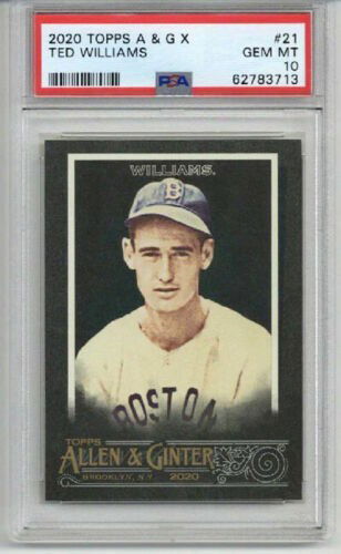 2020 TOPPS ALLEN & GINTER X #21 TED WILLIAMS CARD BOSTON RED SOX PSA 10