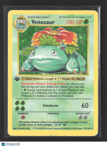 1999 Base Set Venusaur Holo Rare 1st Edition #15/102