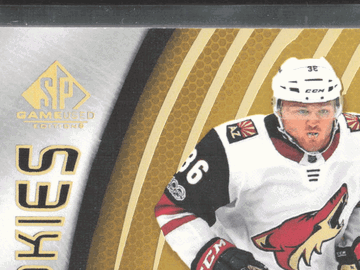 2018 Upper Deck SP Game Used Hockey Christian Fischer #180 Authentic Rookies Gold Patch /49 Premium Patch Player-worn ho