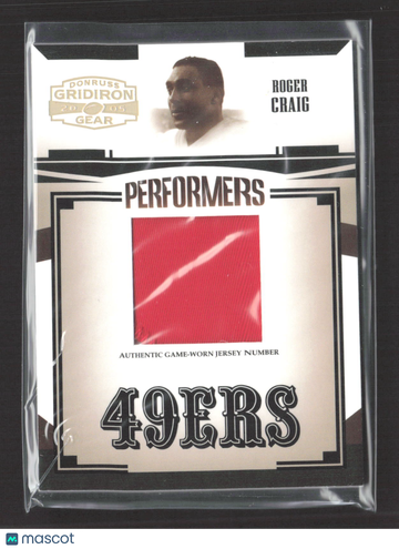 2005 Donruss Gridiron Gear Performers Roger Craig #P-43 /73 Authentic Game-Worn Jersey Number
