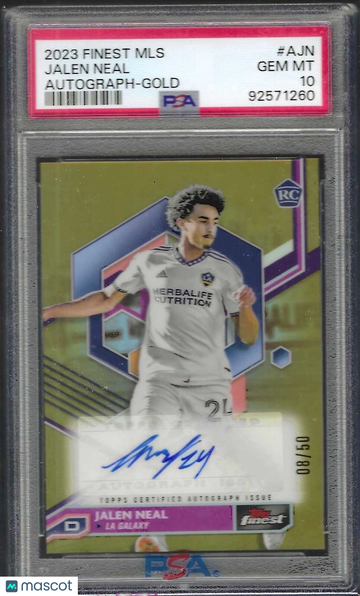 2023 Topps Finest MLS Autographs Jalen Neal #AJN Gold Refractor PSA 10