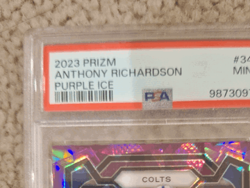 Graded 2023 Panini Prizm Anthony Richardson Indianapolis Colts Purple Ice Rookie Trading Card PSA 9 #343