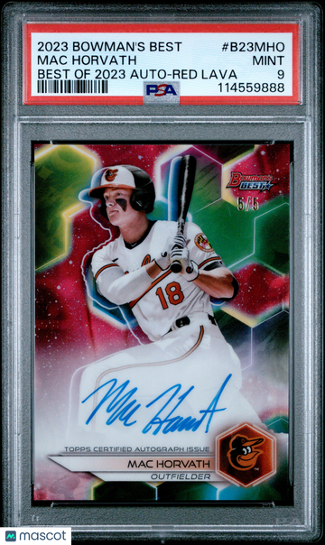 2023 Bowman's Best Best Of 2023 Autographs Mac Horvath Red Lava /5 PSA 9