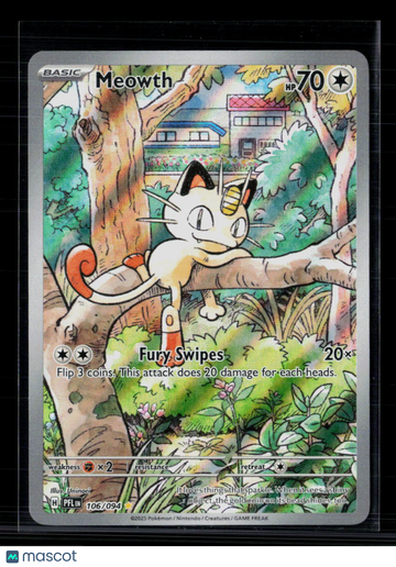 2025 Scarlet & Violet Phantasmal Flames Meowth Holo Secret Rare #106/94