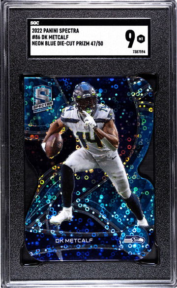 2022 Panini Spectra Neon Blue Die-Cut Prizm DK Metcalf #86 /50 SGC 9