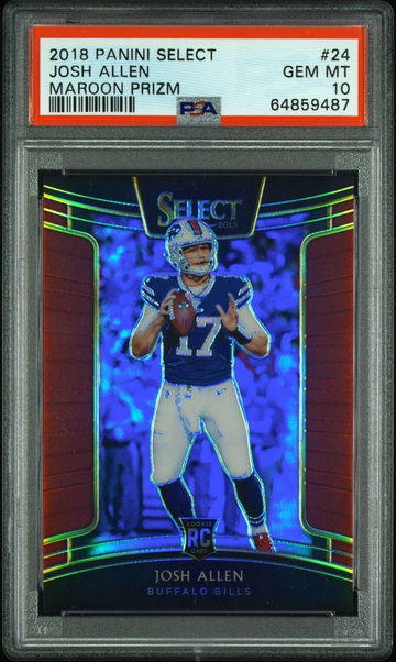 JOSH ALLEN PSA 10 2018 PANINI SELECT MAROON #24 PRIZM RC /99 