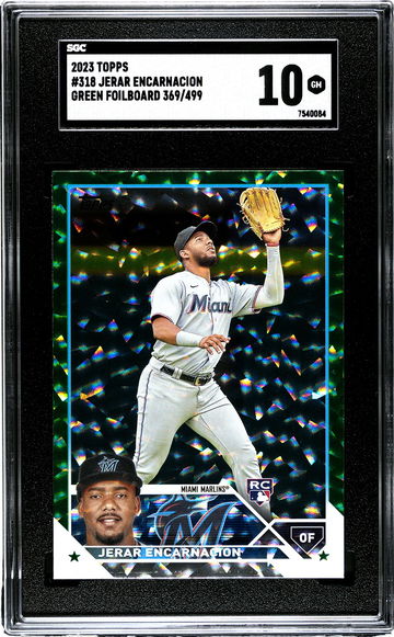 2023 Topps #318 Jerar Encarnacion Marlins Green Foilboard Rookie RC #369/499 SGC 10