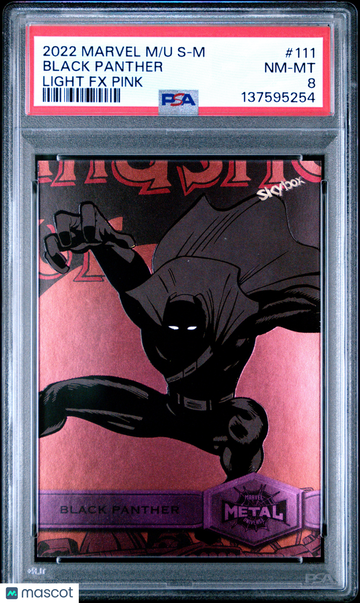 2022 Skybox Marvel Metal Universe Spider-Man Black Panther 23/75 #111 PSA 8